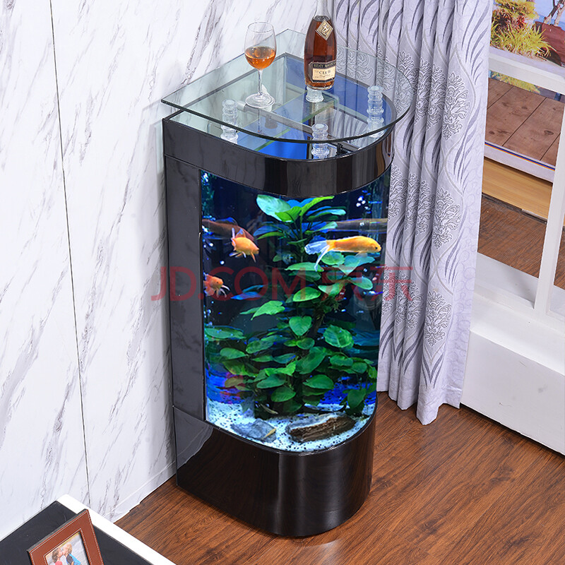 客厅家用小型半圆鱼缸水族箱送造景免换水自动过滤金鱼缸玻璃 订制50