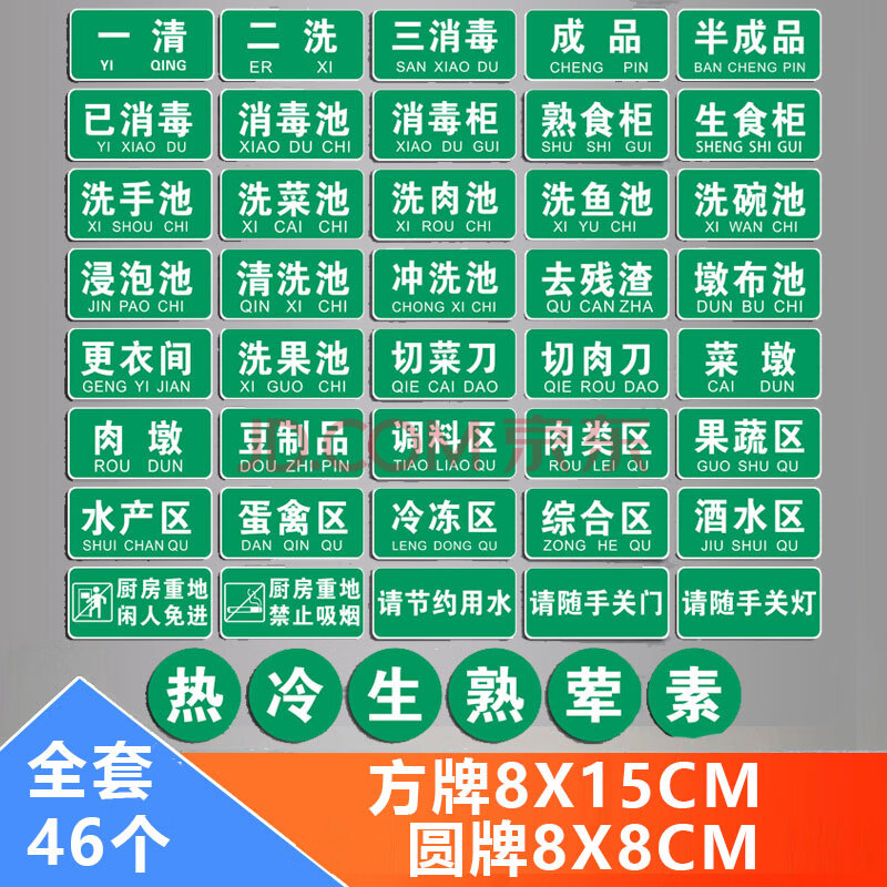 厨房标识牌 4d厨房管理标识牌定制荤素幼儿园食堂饭店餐厅厨房生熟