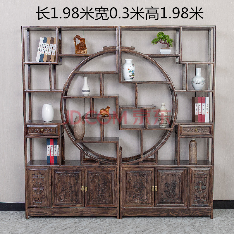 博古架实木中式摆件茶叶茶室古董博物架隔断客厅多宝阁展示柜书架