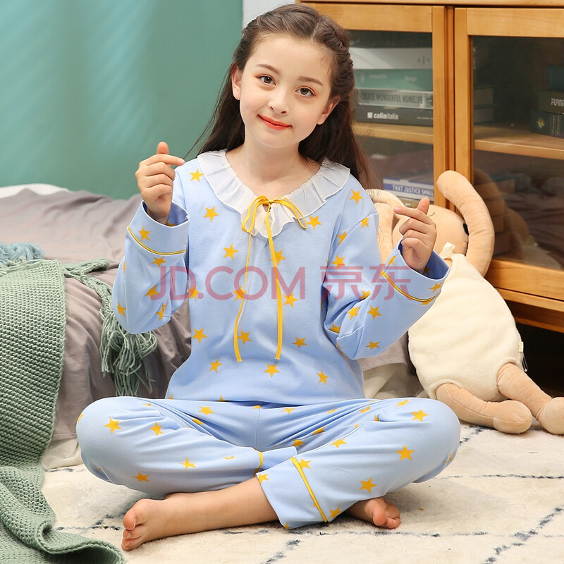 迪士尼儿童睡衣春季小孩家居服套装女童睡衣可爱超萌儿童大童12-15岁