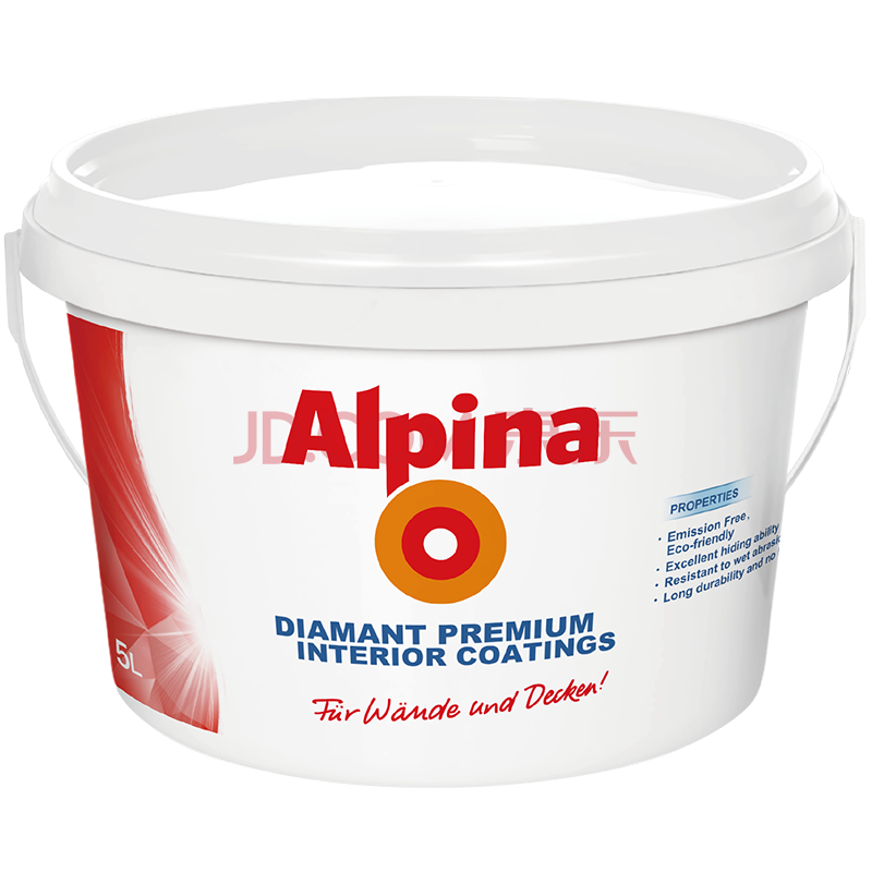 阿尔贝娜(alpina) 内墙乳胶漆 白色室内涂料墙面漆 钻石系列 4.7l