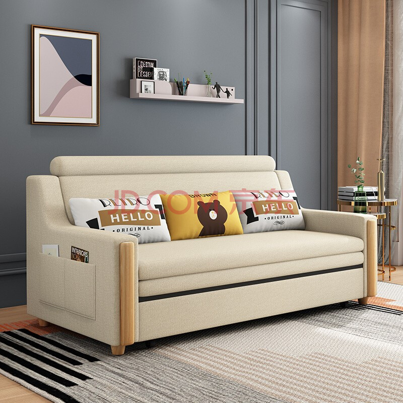 沙发床两用可折叠床实木多功能床客厅沙发床双人床小户型现代简约伸缩