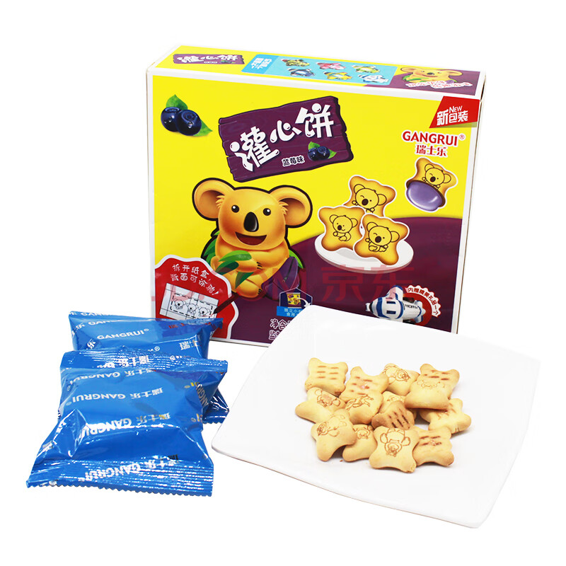 嘉士利嘉士利瑞士乐儿童零食饼干蛋糕diy手工制作灌心熊蓝莓味168g盒