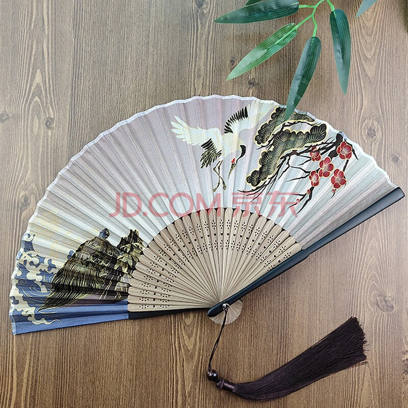 倾阑 仙鹤扇子 中国风扇子折扇古风和风古典扇子 古风折扇 仙鹤