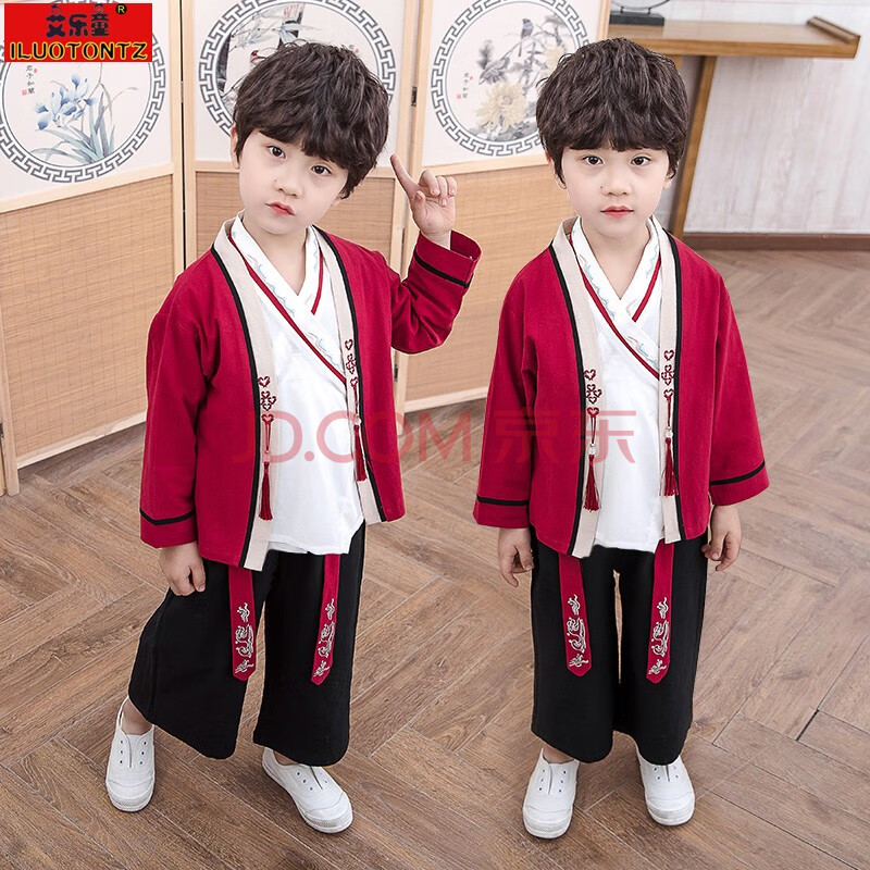古装中国风宝宝刺绣唐装复古三件套春季小男孩子1-9岁表演服衣服潮