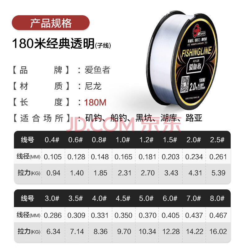 中西钓线力丸奥光同款 爱鱼者钓鱼线主线台钓线德国进口子线超柔软
