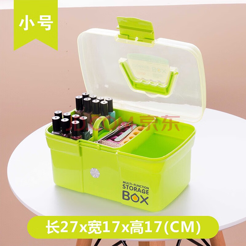 美甲师专用手提式美甲工具箱大号三层多功能收纳盒整理箱子 浅绿色