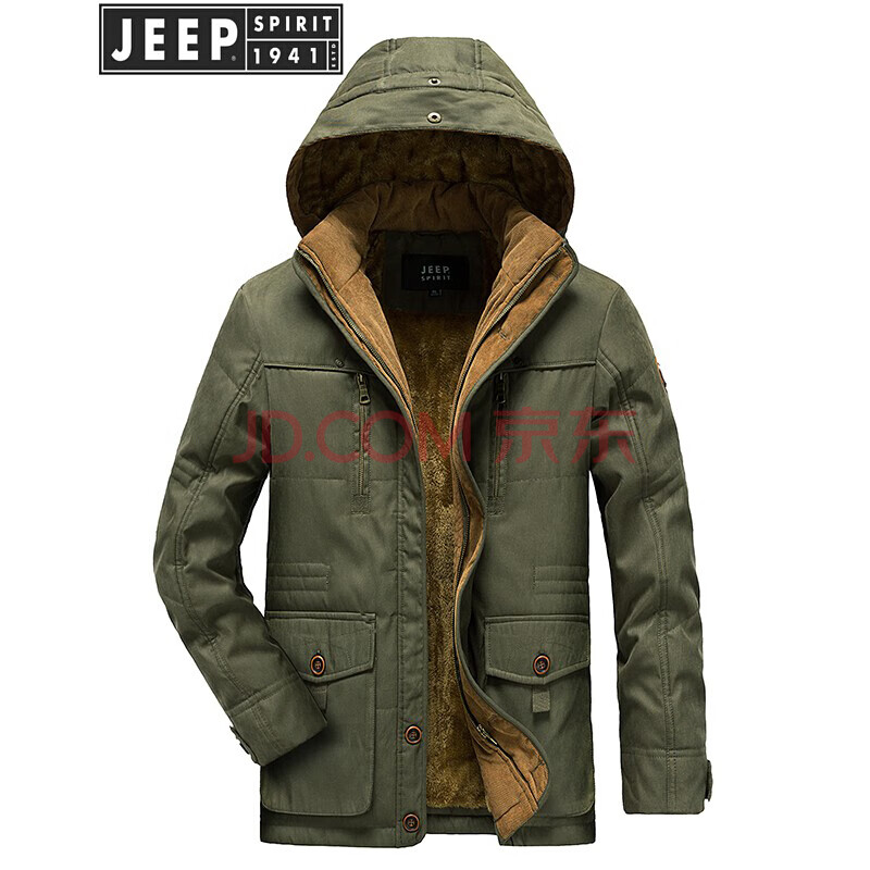 吉普jeep 棉衣男士冬季户外加厚加绒保暖棉袄宽松大码