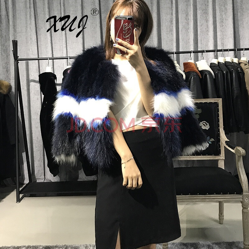 XUJÆ·ÅÆÅ®×°Æ¤²Ý2017¶¬Ð¿îÊØ»¤ÀöÈËÀîСè´Í¬¿îºüÀêëƤ²Ý´óÒÂÍâÌ×Å®×° À¶+°× M