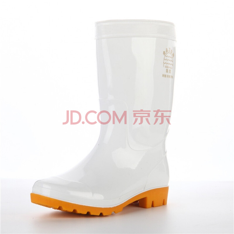 2018新款男女中筒高筒加厚白色食品雨鞋衛生雨靴防滑水鞋水靴耐酸堿油膠鞋 白色中筒雨鞋男 43