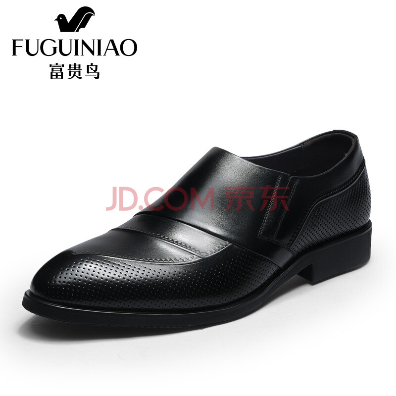 ¸»¹óÄñ£¨FUGUINIAO£©2018ÐÂÆ·Í·²ãţƤ¼âÍ·Ì×½ÅÉÌÎñÕýװƤЬ¼òÔ¼µñ»¨ÄÐЬ×Ó ºÚÉ« 40