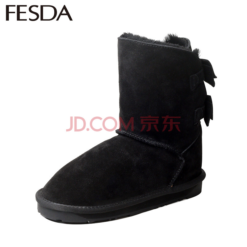 FESDA·ÆÊË´ïÕæÆ¤Ñ©µØÑ¥Å®¶¬¼¾Ð¿î¼Óºñ±£Å¯¶ÌÑ¥Ì×ͲÃÞЬŮº«°æÊ±ÉÐŮѥ ºÚÉ«³¤¿î 37