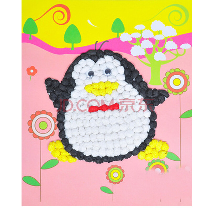 皱纹纸粘贴画花瓶展示