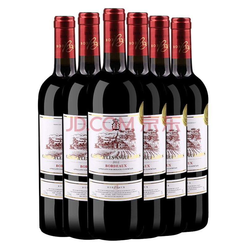 法国进口红酒 波尔多AOC级2012安歌利干红葡