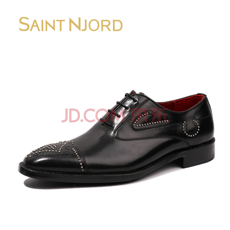 SAINTNJORD/Ê¥ÄáÔ¼µÂ ¹ÌÌØÒìÊÖ¹¤¶¨Æ¤µ×Ьö¤²¼Âå¿Ëµñ»¨Æ¤Ð¬ÕýװƤЬϵ´øÍ¸ÆøÄÐЬ ½ðÊôºÚ ±ê׼ƤЬÂëÊý