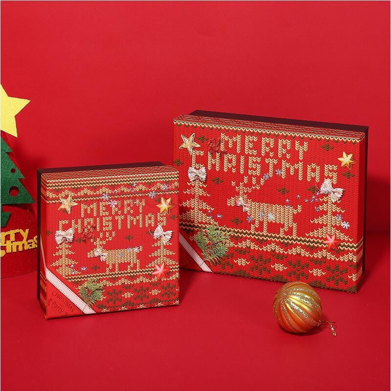 圣诞新年正方形礼品盒 平安夜送礼生日回礼礼物盒 包装盒礼盒定制