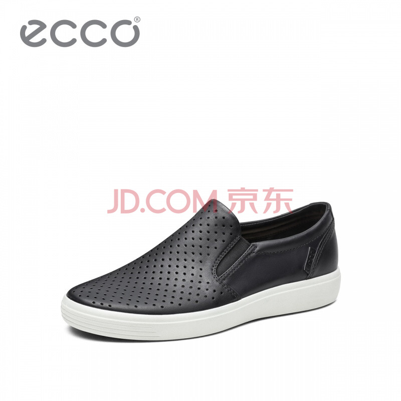 ECCO爱步新款休闲男鞋 圆头透气板鞋舒适套脚鞋 柔酷7号 黑色43087402001 41