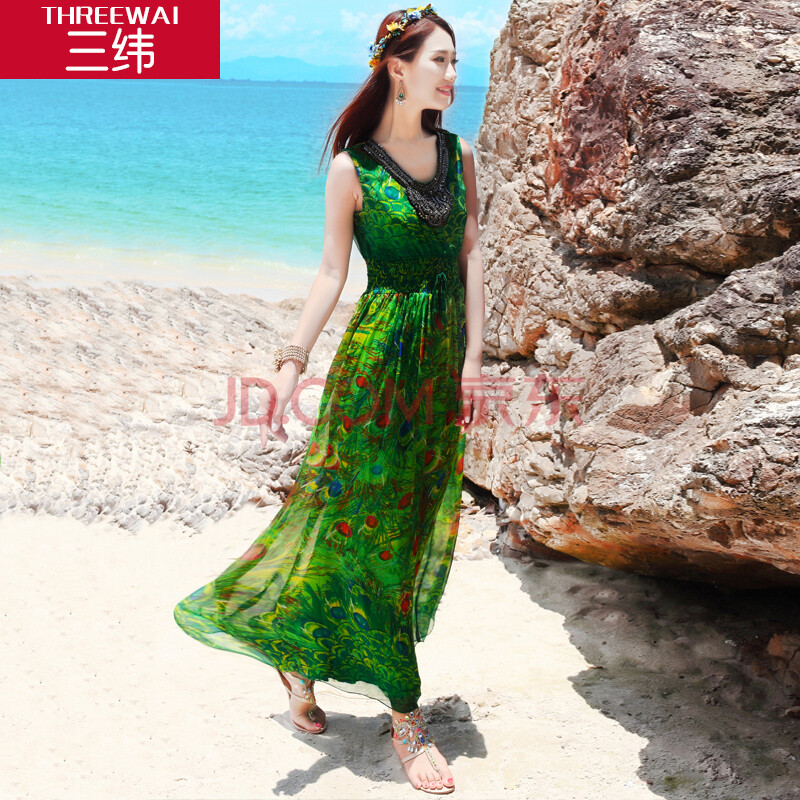 三纬2014夏季新款<em>大牌</em>沙滩裙波西米亚长裙
