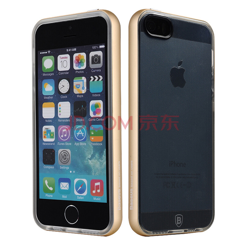 倍思 铂士金属边框手机套保护壳硅胶 适用于苹果iphone 5s/5 土豪金