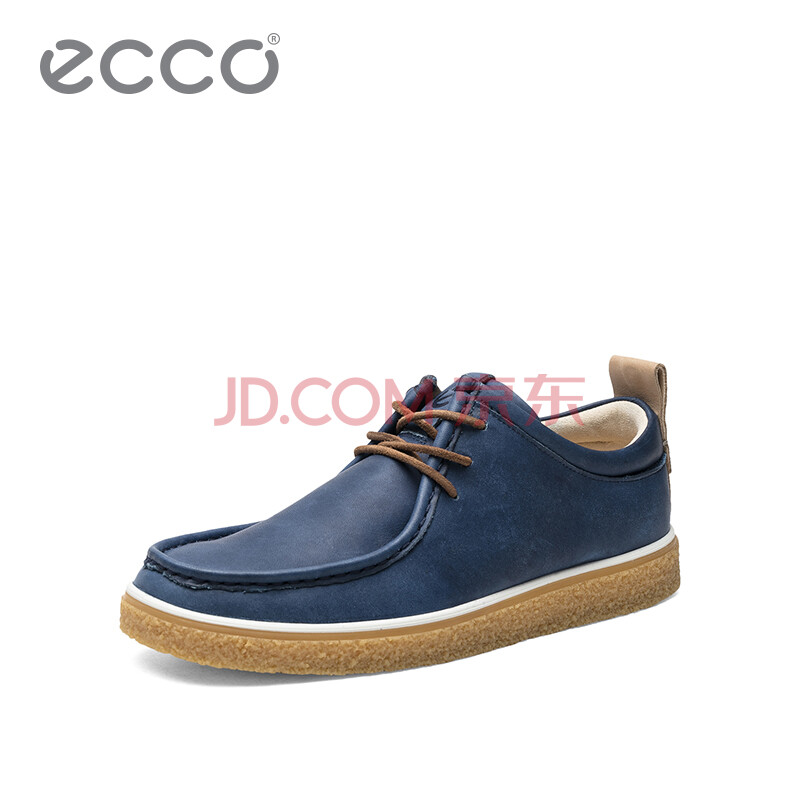 ECCO爱步 2018春夏新款牛仔皮潮流休闲男鞋 新品舒适轻盈圆头平底皮鞋 酷锐200314 牛仔蓝20031451041 41