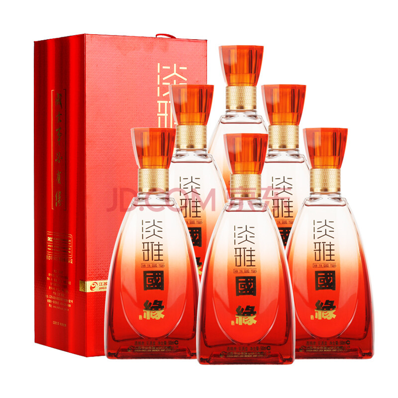 今世緣 淡雅國緣 紅淡雅 42度500ml*6瓶 濃香型白酒 整箱裝