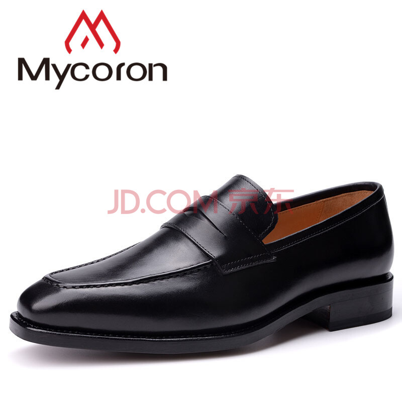 mycoron 2018潮流简约男鞋时尚个性皮鞋男英伦风舒适套脚固特异定制鞋(定制款不退不换) 黑色 40