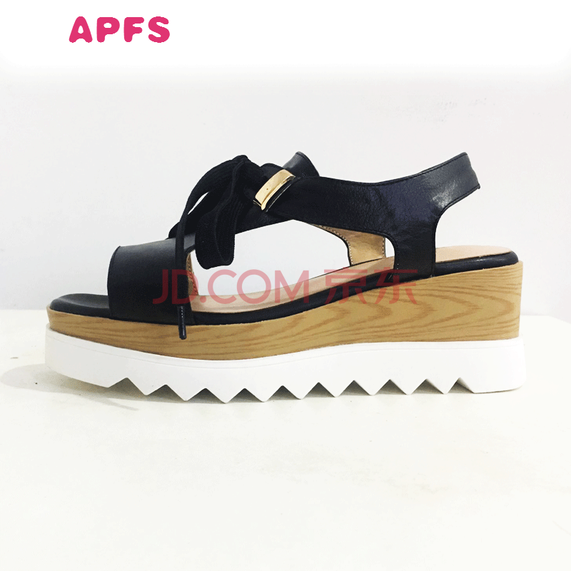 APFS·þÊÎ Á¹Ð¬Å®ÏÄÆ½µ×ÕæÆ¤Óã×ìЬ2018пîϵ´øÆÂ¸úЬ×ÓºìÉ«ºñµ×ËɸâÁ¹Ð¬Å® ºÚÉ« 39