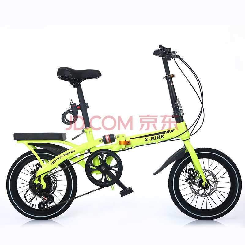 骁熊 折叠自行车 男女式16/20寸变速减震小型超轻便携儿童学生单车 16寸绿色辐条轮变速碟刹 赠送礼包