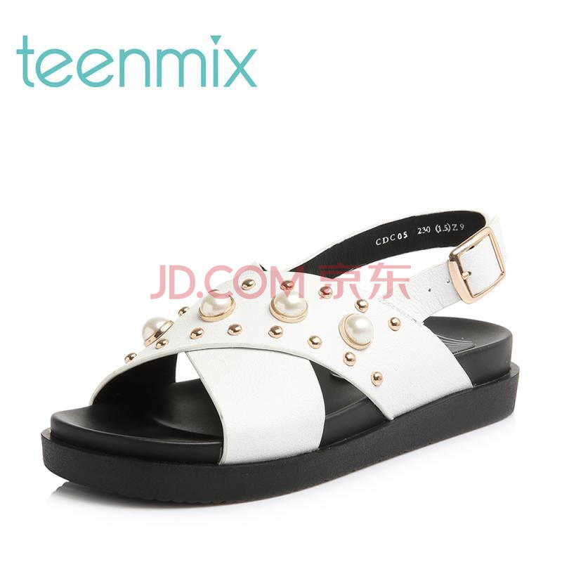 Teenmix/ÌìÃÀÒâ2018ÏÄר¹ñͬ¿îÒÆÄ¤¶þ²ãţƤÖéÊÎÅ®Á¹Ð¬CDC05BL8 °×É« 37