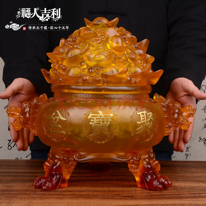 办公室内办公桌面招财风水金蟾聚宝盆摆件 开业乔迁新居工艺礼品礼物