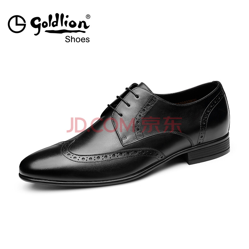 Goldlion/½ðÀûÀ´ÄÐЬ 2018Ïļ¾ÐÂÆ·ÉÌÎñÕýװƤЬ²¼Âå¿Ëµñ»¨ÄÍĥԲͷϵ´øÐ¬Í·²ãţƤ¸ïµÂ±ÈЬ ºÚÉ« 41