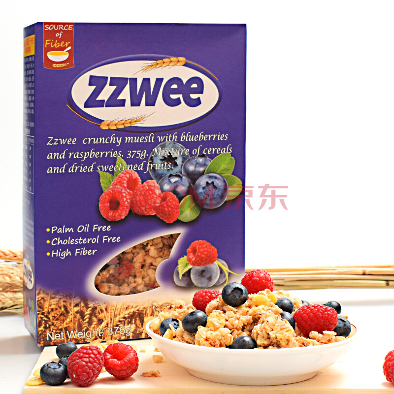 孜滋味(zzwee)歐洲進口早餐谷物膳食纖維即食水果堅果燕麥片進口 藍莓覆盆子干375g