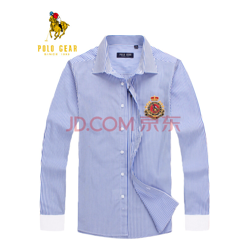 pologear 马球吉尔专柜正品 秋季新款条纹长袖衬衣男装纯棉商务衬衣