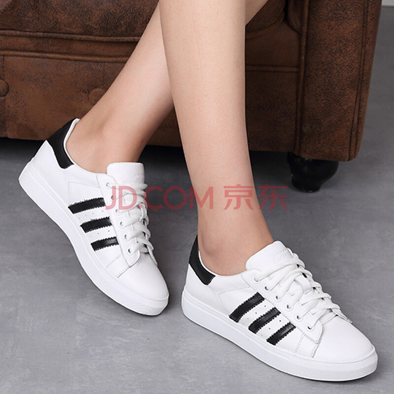 时尚女鞋 休闲鞋 艾斯臣(acesc) 春季新款休闲真皮透气小白鞋厚底韩版
