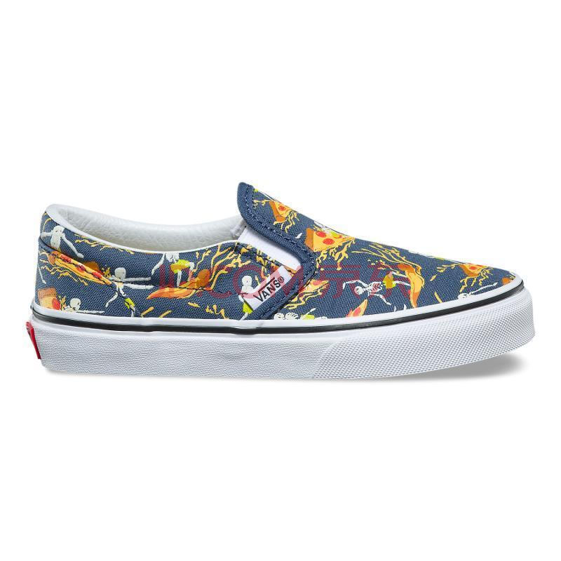 全球購 VANS范斯童鞋女鞋一腳蹬Slip-On低幫休閑鞋2QIR5K Racing Red/Black Denim 2.5 Kids