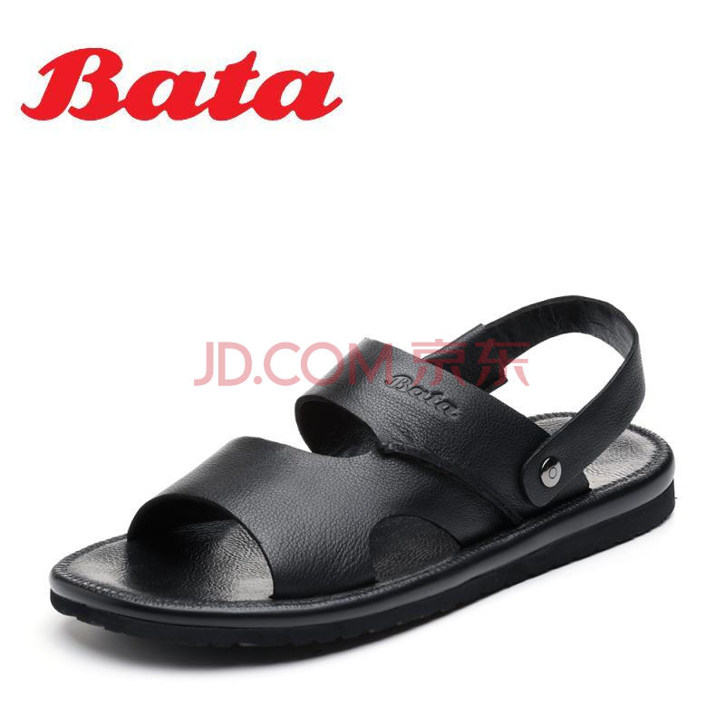 Bata/°Î¼Ñ2018ÏÄÐÂר¹ñͬ¿îƽ¸úţƤ¸ïƤÁ½ÓÃÄÐÁ¹ÍÏЬɳ̲Ь89Y01BL8 ºÚÉ« 43