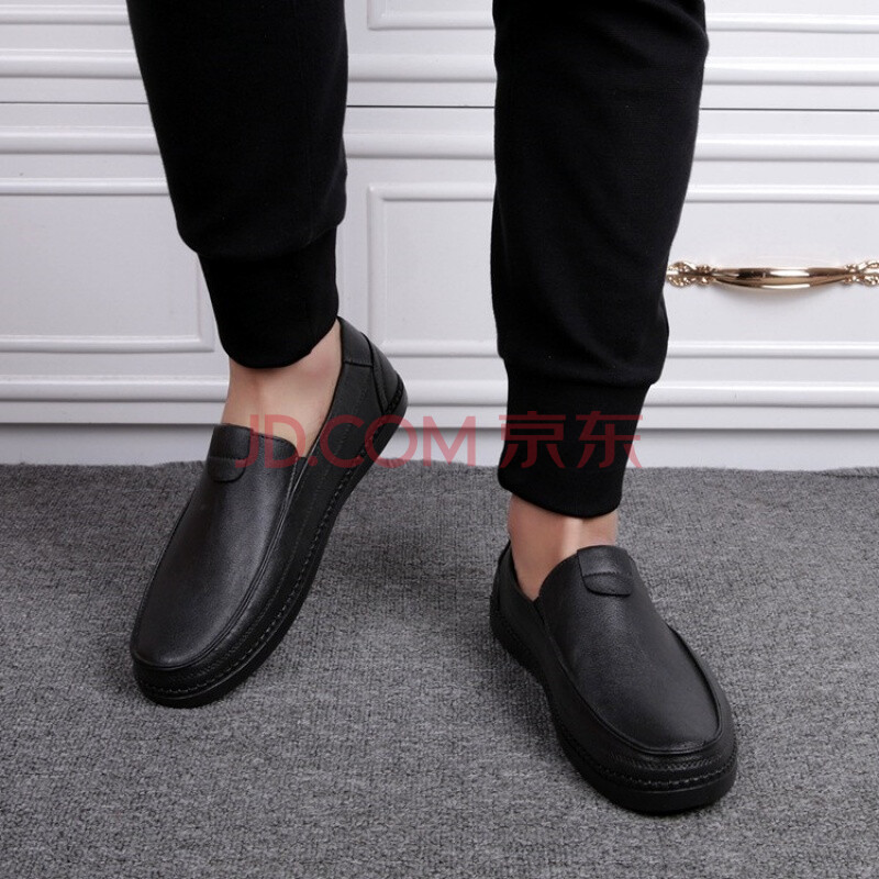 上班雨鞋男逼真雨靴防滑廚師鞋廚房餐廳勞保膠鞋爸爸水鞋男 黑色 40