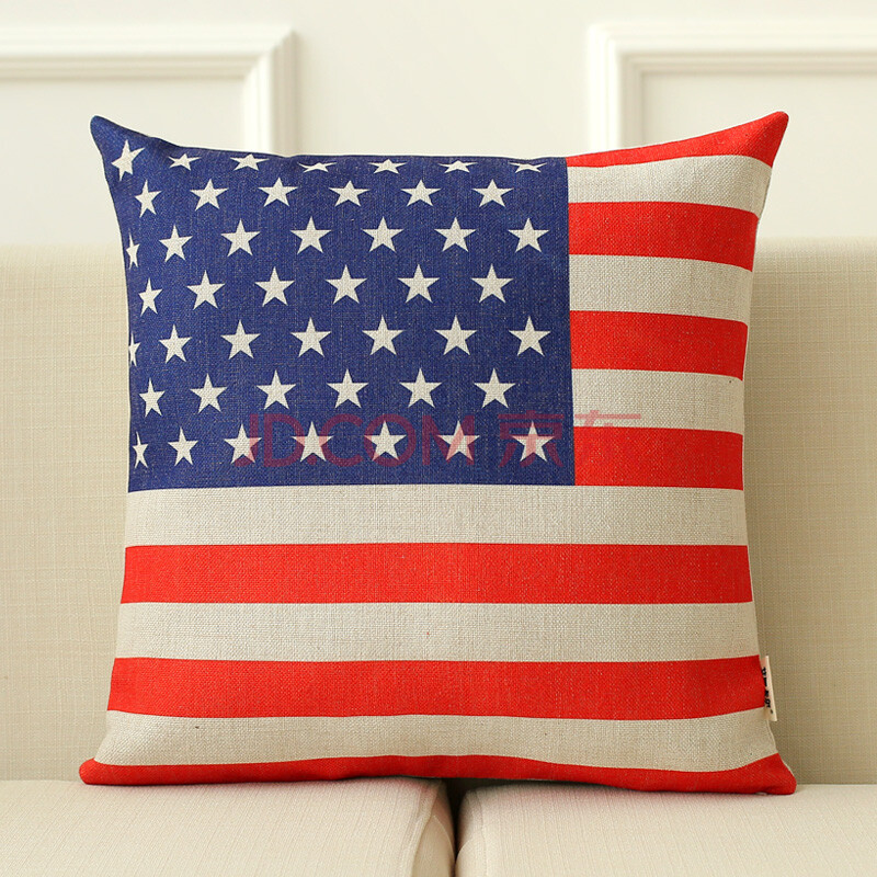 办公室沙发汽车靠枕棉麻米字旗抱枕靠垫英国美国国旗简约文艺复古