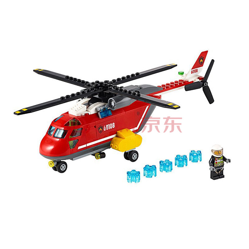 乐高(lego)积木city城市系列男孩拼装儿童玩具 消防直升机组合l60108