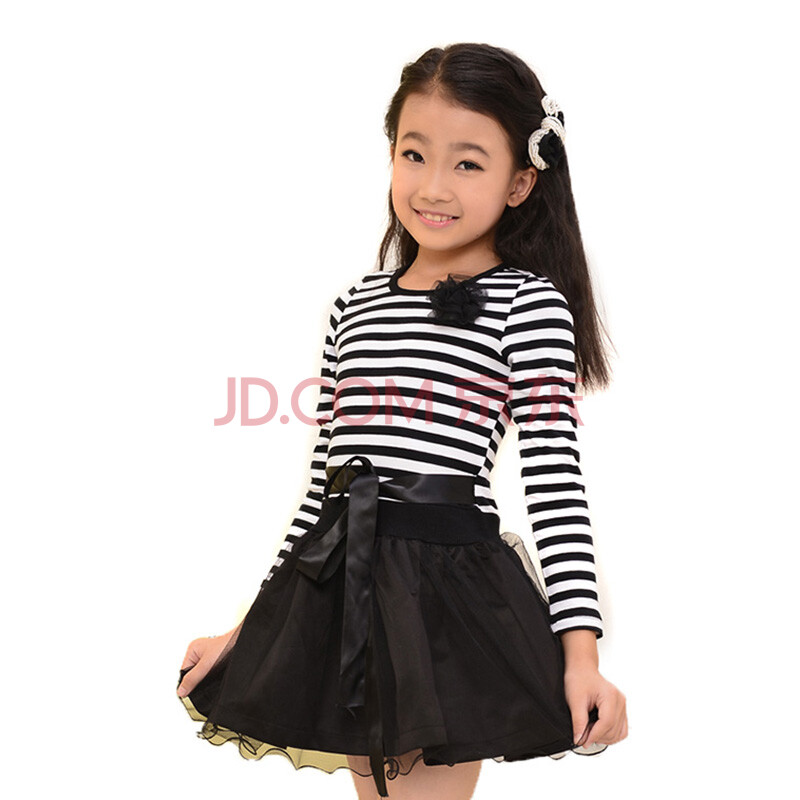 <em>女童</em>秋装<em>纯棉</em>条纹<em>长袖+连衣裙</em>