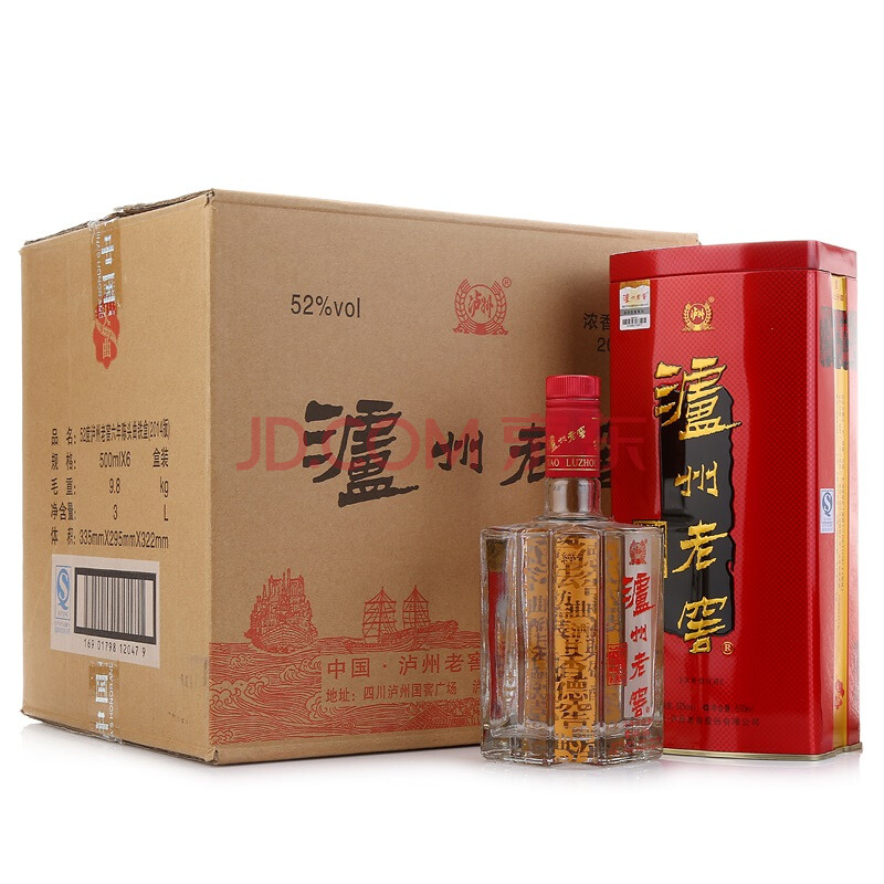 泸州老窖 六年陈头曲(铁盒)52度 500ml*6瓶 整箱装