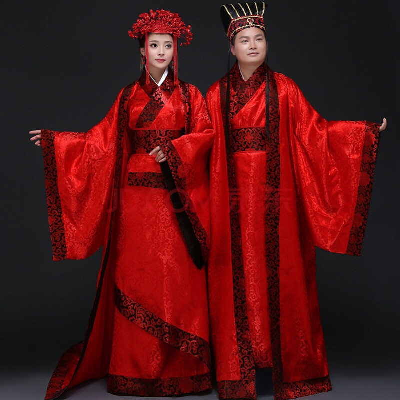 时光叙 2015新款汉唐婚服中式结婚礼服汉服红色喜服古代新郎新娘男女图片