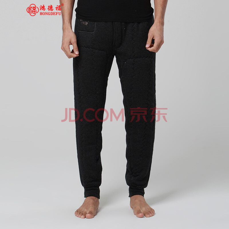 鴻德福中老年人必備三層加厚棉褲羊駝絨棉褲男式 羊絨 秋冬保暖褲 灰色 L