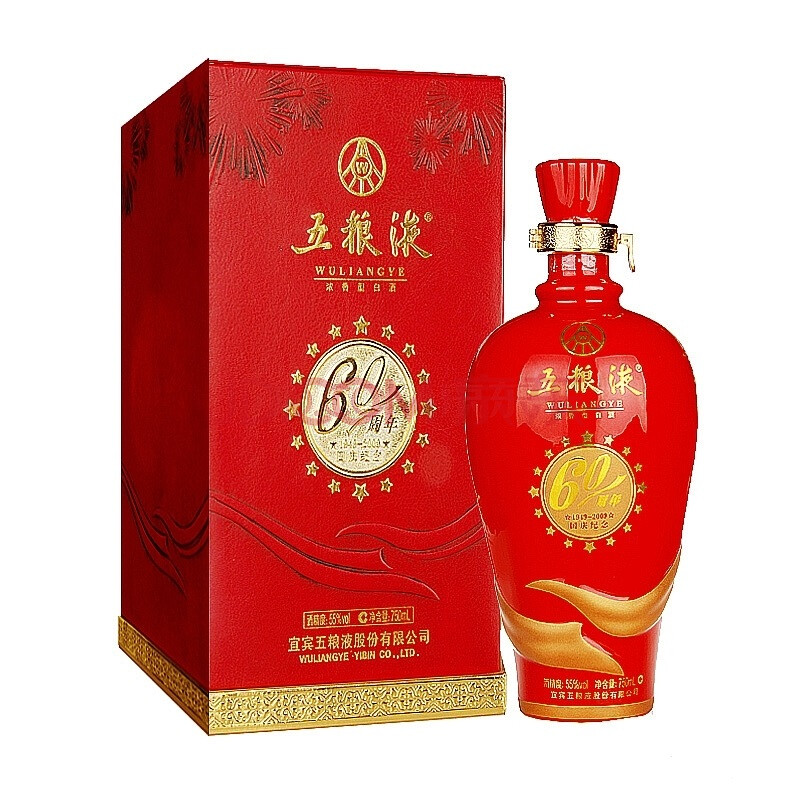 ÎåÁ¸Òº 55¡ã ŨÏãÐÍ 60ÖÜÄê¹úÇìÕ䲨¼ÍÄî¾Æ750ml 2012ÄêÀϾÆ