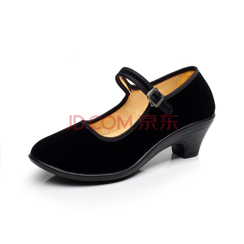 2018新款女新款夏平底黑色中老年軟底酒店工作鞋平跟防滑媽媽鞋 黑色獨跟 偏大一碼 39