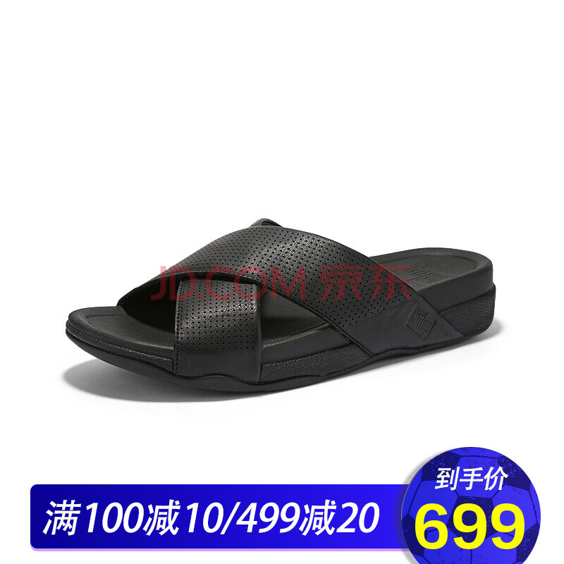 全球購 【新品】FITFLOP 厚底防水臺黑色 涼鞋男 軟底防滑真皮男鞋L58_001 如圖色 42