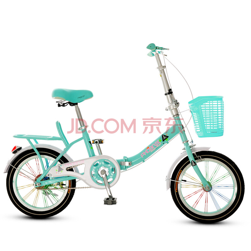 凤凰(Phenix) 凤凰折叠自行车女式成人单车16寸20寸女孩学生车 天蓝色 16寸适合身高125cm-155cm