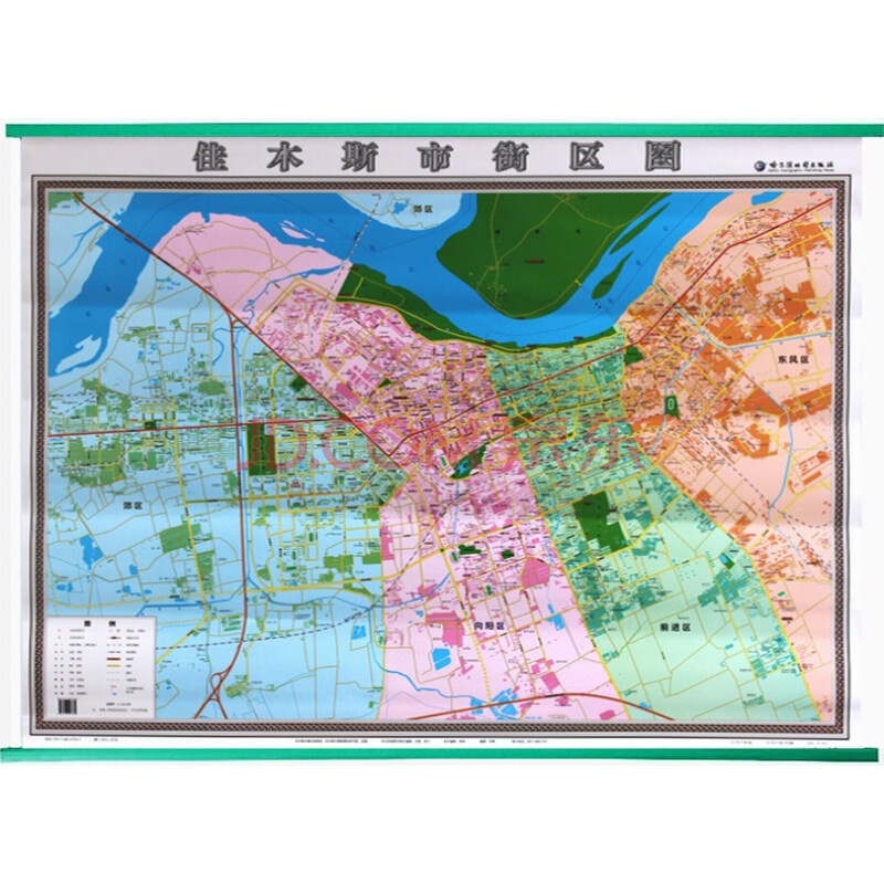 佳木斯城区图 佳木斯挂图 佳木斯主城区地图 1.1*0.8米 覆膜挂杆图片