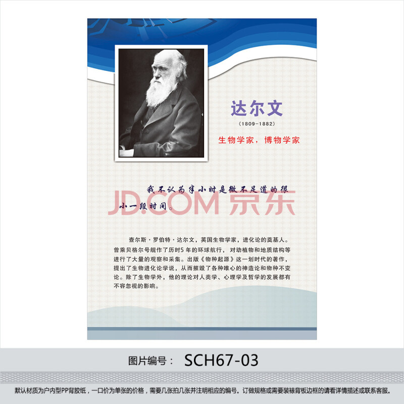 生物实验室名人名言挂图 生物教室 生物学家简介 达尔文sch67-03 户内