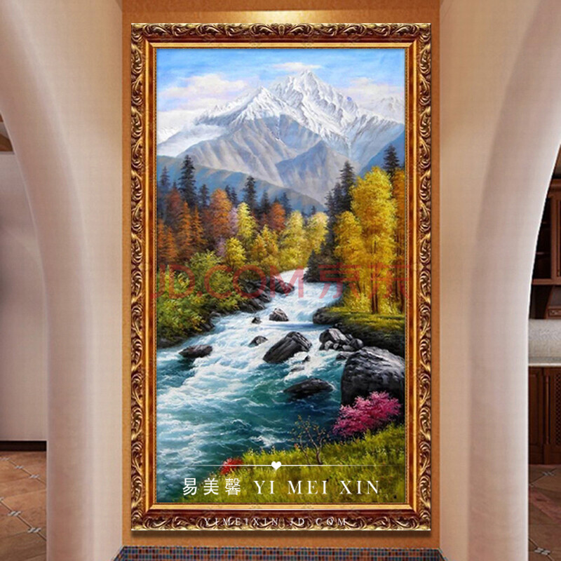 易美馨简欧式油画手绘古典山水风景油画欧式客厅书房图片